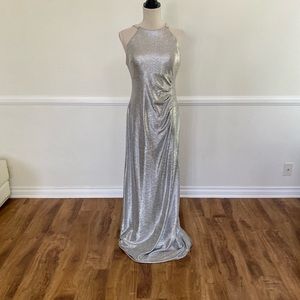 Halter Silver rhinestone gown